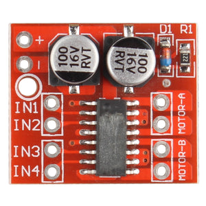 Dual Channel L298N PWM Speed DC Motor Driver Board - Red