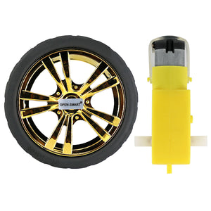 3~7.2V Dual Axis TT Gear Motor + 65mm Gold Rubber Wheel for Smart Car
