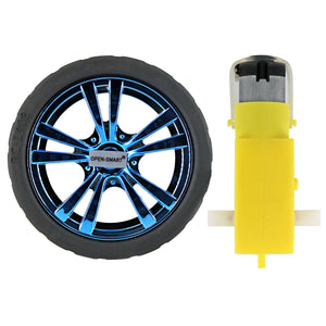 3~7.2V Dual Axis TT Gear Motor + 65mm Blue Rubber Wheel for Smart Car