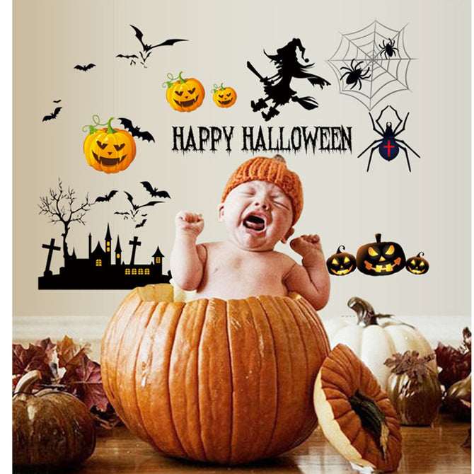 Removable DIY 3D Halloween Pumpkin Decorative Wall Sticker - Black