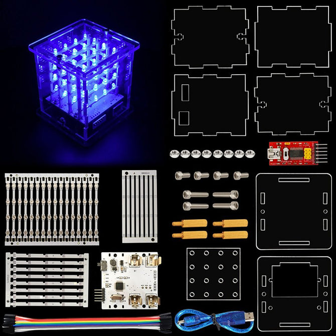 TS-68 4*4*4 LED Cube Light Kit with for Arduino Diffuse Blue Light