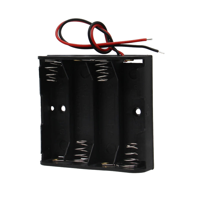 DIY 6V 4-Slot / 4 * AA Battery Holder with Leads - Black