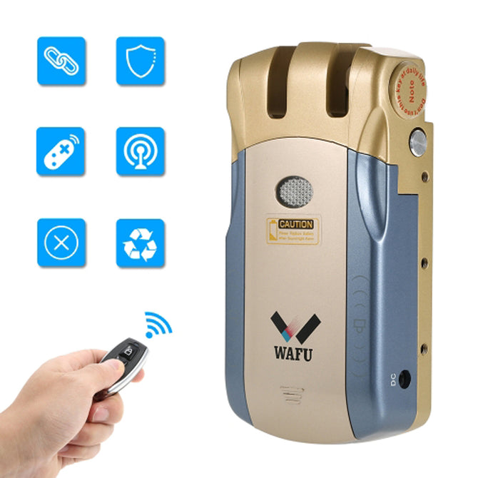Wafu WF-010 Wireless Invisible Smart Remote Control Door Lock - Blue + Golden