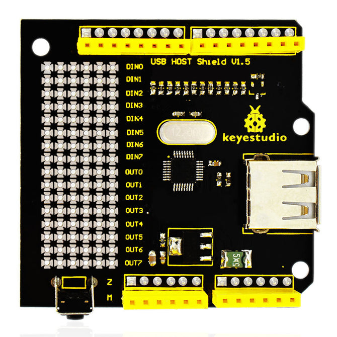 Keyestudio USB Host v1.5 Shield Expansion Board - Black + Yellow