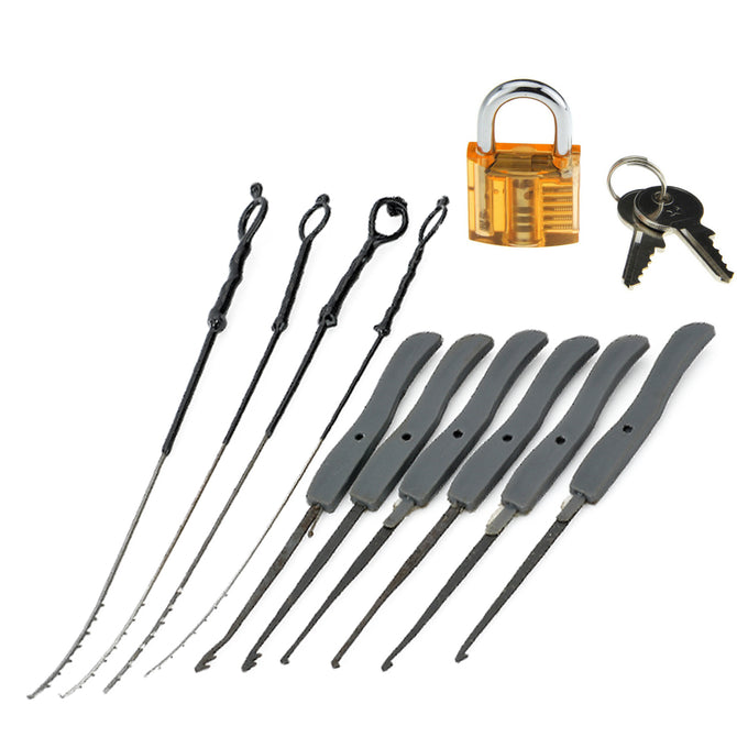 Mini Locksmith Tool Suit Set with Broken Key Remover - Orange + Grey