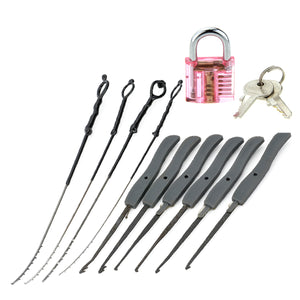 Mini Locksmith Tool Suit Set with Broken Key Remover - Red + Grey