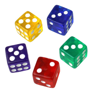 16mm Acrylic Dice Set - Red + Multicolor (5 PCS)