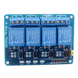 4-Channel 5V 12V Relay Module w/ Optocoupler - Blue (Expanded Version)