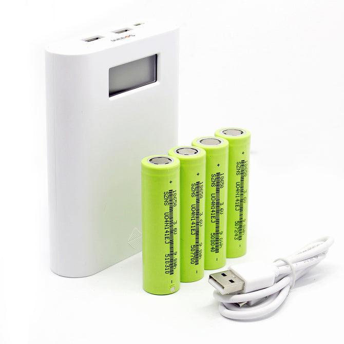 Soshine E3S LCD Mobile 4-Slot 18650 Battery Charger w/ 4 * Batteries