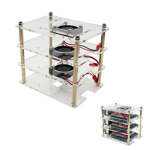 Geekworm 3 Layers Acrylic Shell +3 Pieces Cooling Fan for Raspberry Pi