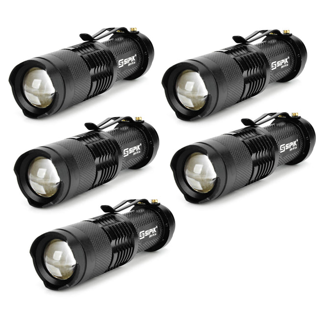 SIPIK SK68 120lm Convex Lens LED Zooming Flashlights w/ Q3-WC - Black