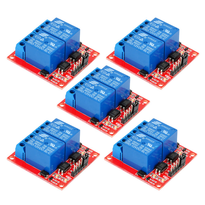 2-Channel 12V High Level Trigger Relay Modules for Arduino (5 PCS)