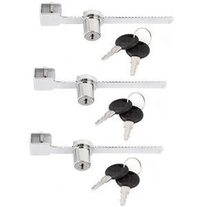Drawer Display Cabinet Sliding Glass Door Lock with Keys 3PCS - Silver