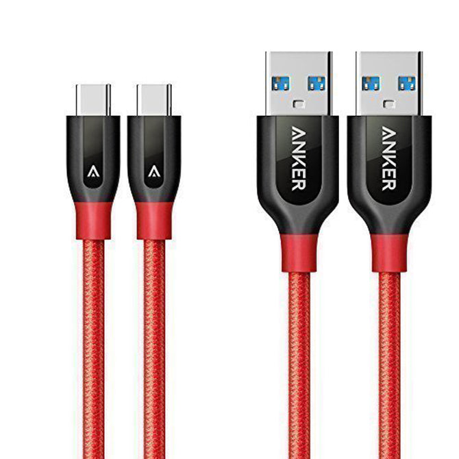 Anker 2Pcs Powerline+ PVC Nylon USB Type-C to USB 3.0 Cables 3ft