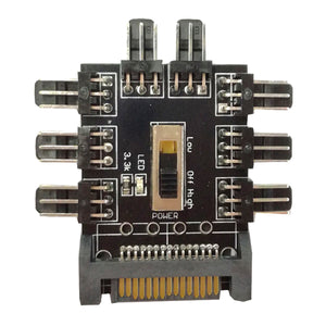 SATA Powered 8-Channel 3Pin Fan Hub - Black
