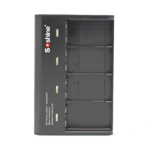 Soshine V4 1-4pcs 9V Ni-MH Li-ion LiFePO4 Charger - Carbon Black