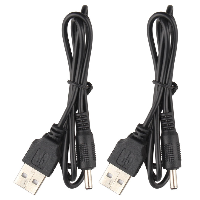 Hengjiaan USB to DC 3.5mm Adapter Cable - Black (2PCS)