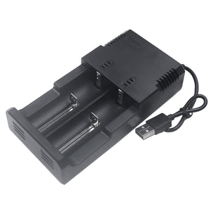 ZHAOYAO 4.2-7.5V Dual Slot USB Battery Charger with Cable - Black