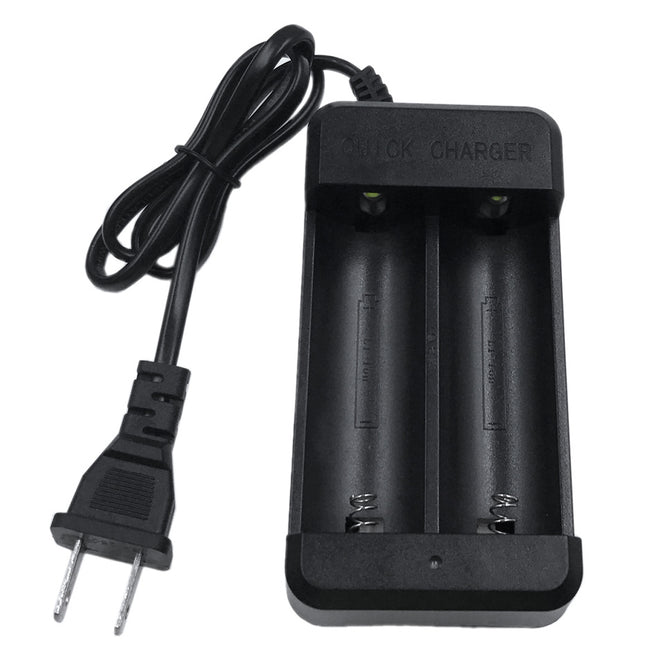 ZHAOYAO 18650 26650 Li-ion Battery Dual Slot Charger - Black (US Plug)