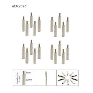 Geekworm 20Pcs M3x20+6 Hex Nickel Plating Brass Spacer Pack