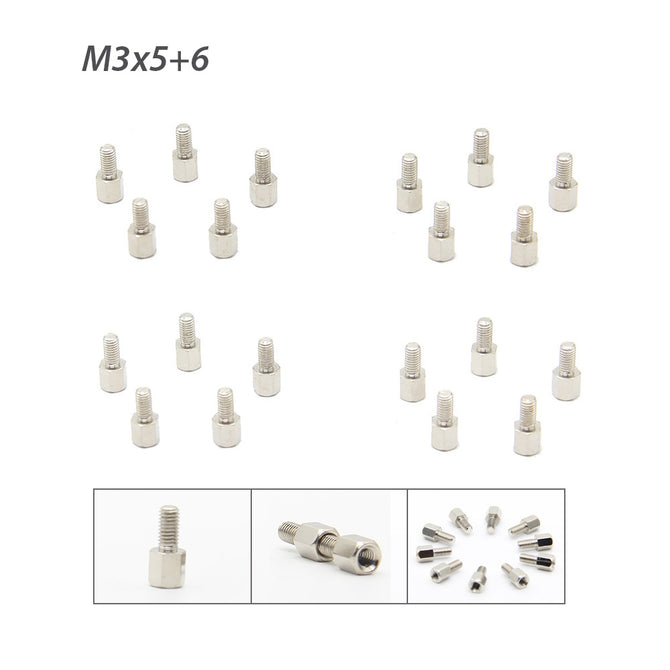 Geekworm 20Pcs M3x5+6 Hex Nickel Plating Brass Spacer Pack
