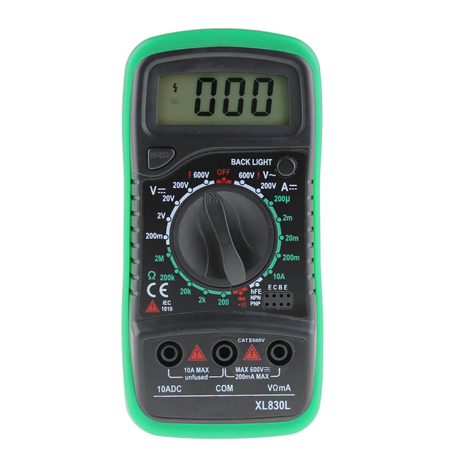 XL830L Digital LCD Multimeter Voltmeter Ammeter Tester - Green