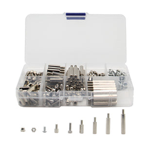 220Pcs/Lot M3 Nickel Plating Brass Spacer, Screw, Nut Kit with Case