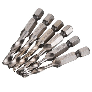 6Pcs High-Speed Steel Drill Tap Bits Hex Shanks