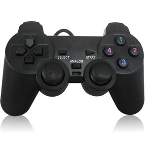 USB Wired PC Game Controller Gamepad Shock Vibration Joystick - Black