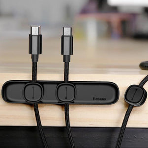Baseus Creative Simple Magnetic Peas Cable Clip Winder Wire Cord Organizer - Black