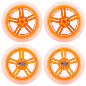 OPEN-SMART 65mm Smart Car Model Wearable Rubber Wheel for TT Motor - Transparent + Yellow (4 PCS)