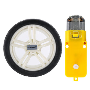 OPEN-SMART 3~7.2V Dual Axis TT Gear Motor with 65mm Black White Rubber Wheel for Smart Car