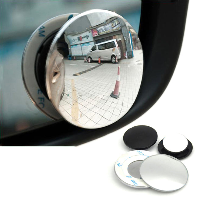 360 Degrees Frameless Ultrathin Wide Angle Round Convex Blind Spot Rearview Mirror for Parking - 2PCS