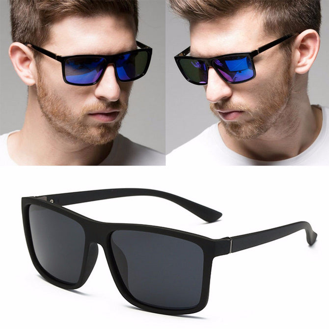 RBUDDY Men's Polarized Square Sunglasses, Fashion Chic UV400 Protection Shades Oculos Sun Glasses for Driver Black