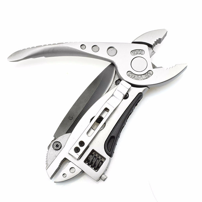 NEWACALOX Multitool Pocket Pliers Knife Screwdriver Set Kit Adjustable Wrench Jaw Spanner Repair Survival Hand Tools 4.5 Inches