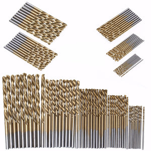Titanium Coated HSS High Speed Steel Drill Bits Set Tool, High Quality Power Tools 1/1.5/2/2.5/3mm - Gold (50PCS)