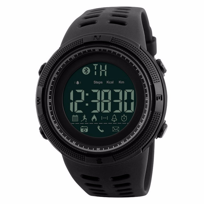 SKMEI 1250 Multi-Functional Men's Smart Watch, Chrono Sports Digital Wristwatch with Calories Pedometer, Reminder - Black