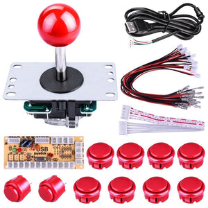 DIY Arcade Game Button and Joystick Controller Kit for Rapsberry Pi and Windows - Red