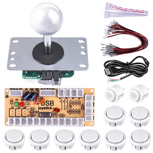 DIY Arcade Game Button and Joystick Controller Kit for Rapsberry Pi and Windows - White
