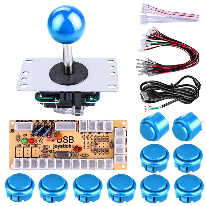 DIY Arcade Game Button and Joystick Controller Kit for Rapsberry Pi and Windows - Blue