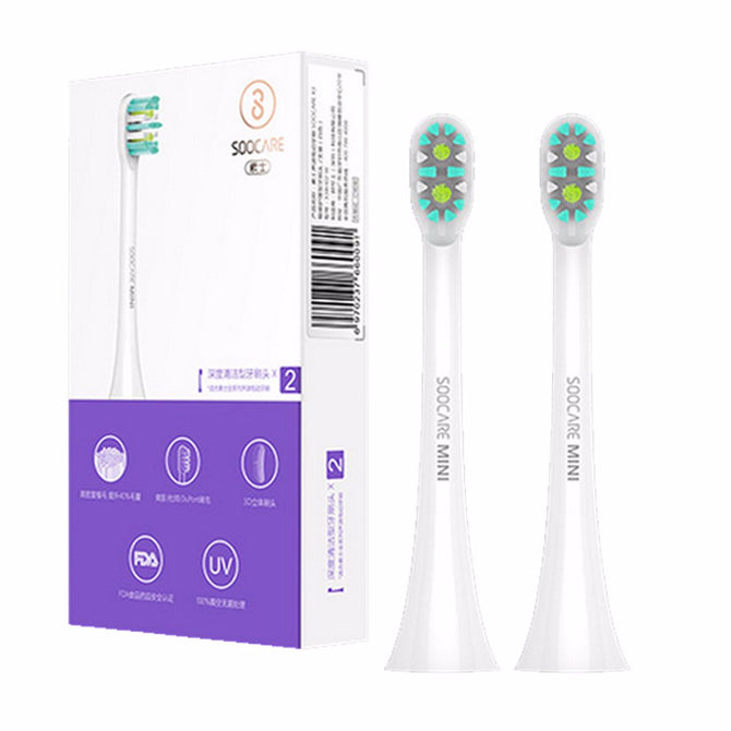 Premium 2Pcs Soocare Soocas X3 X3S Electric Toothbrushes Head Mini / Inter / Clean Type Replacement Clean White