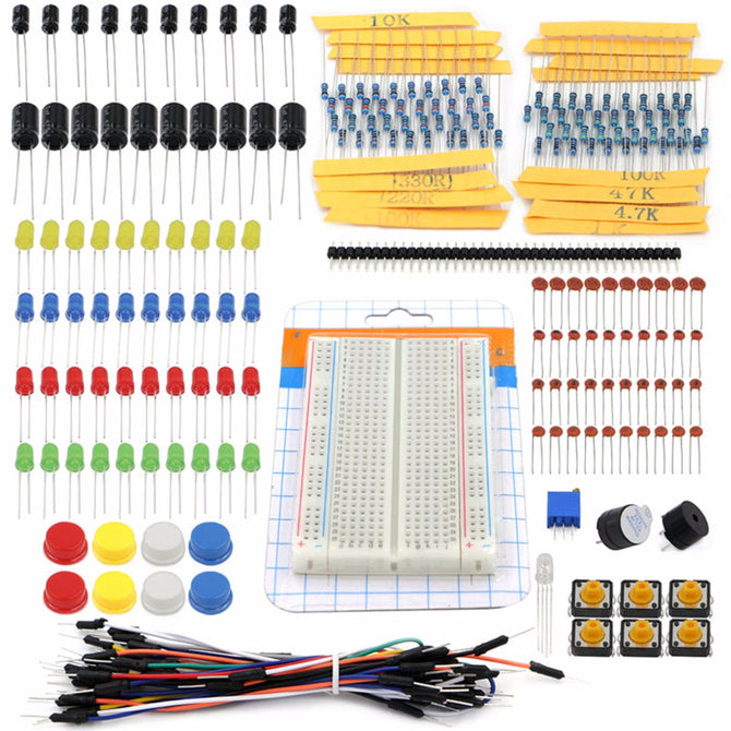 Starter Kit DIY Portable Kit Set Resistor LED Capacitor Jumper Wires Breadboard Resistor Kit with Retail Box for Arduino colorfu