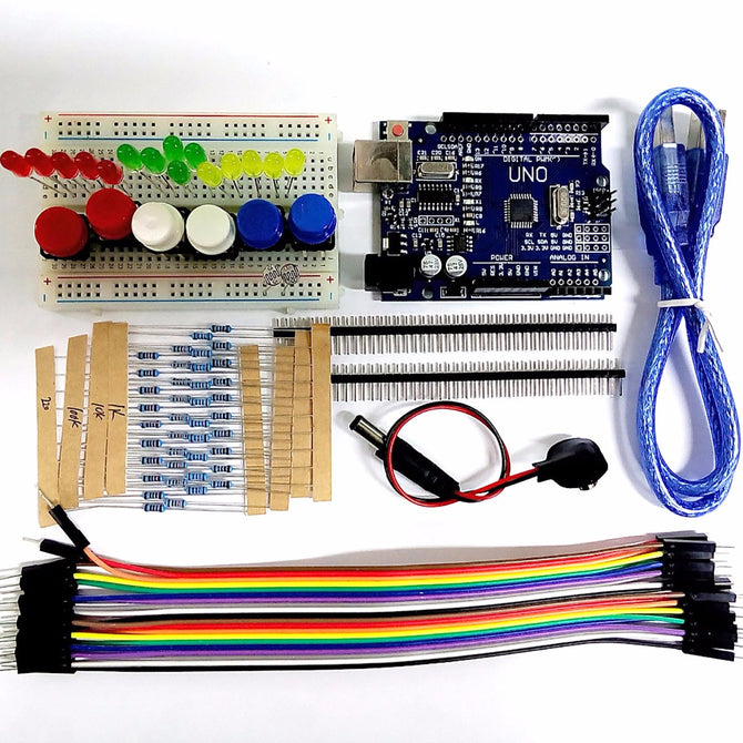 High Quality DIY UNO R3 Starter Kit Set Mini Breadboard LED Jumper Wire Button 9V Battery Connector Resistors for Arduino