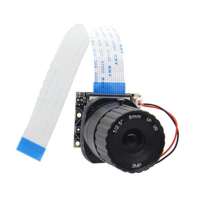 Geekworm 8mm Focal Length Night Vision 5.0MP NoIR Camera Board with IR-CUT for Raspberry Pi