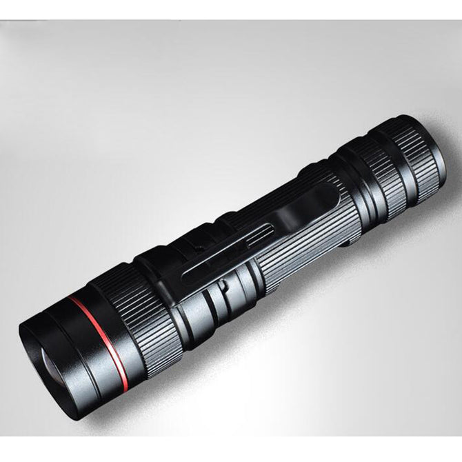 WARSUN ZOOM8 268 Lumen Mini Handy LED Torch Flashlight, Rechargeable Zoomable Lamp Light Lantern for Hunting  Black / Cold White