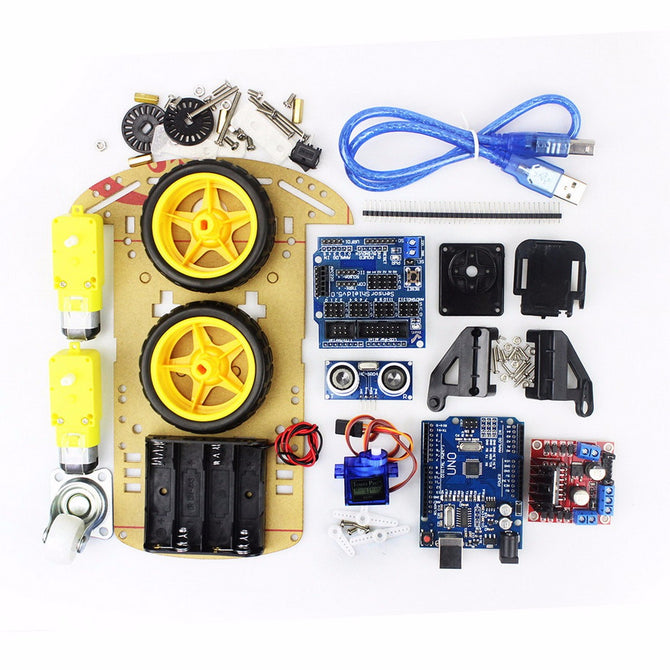 Electronic Motor Smart Robot Car Chassis Kit Speed Encoder Battery Box 2WD Ultrasonic Module for Arduino DIY Kit corlorful