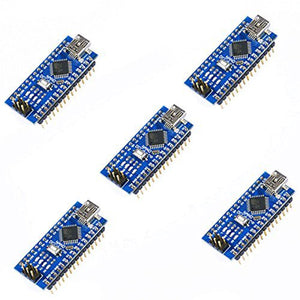 Mini Nano 3.0 Microcontroller Atmel ATmega328 Board 5V Operating Voltage 7~12V Input Voltage 5 Pieces Per Pack BLUE