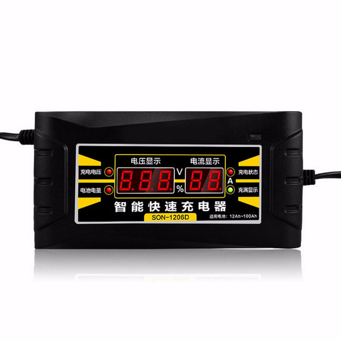 Choifoo 12V 6A Electric Automatic Pulse Repair Type Smart Fast Car Motorcycle Battery Charger with LED Display EU
