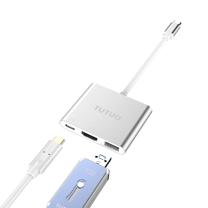 TUTUO USB Type-C to HDMI HUB Charging Adapter for Nintendo Switch Dock - Silver