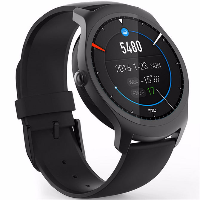 Ticwatch 2 GPS Smart Watch 512M RAM 4G ROM Heart Rate Monitoring IP65 Waterproof Intelligent Wearable Device Charcoal Silica gel